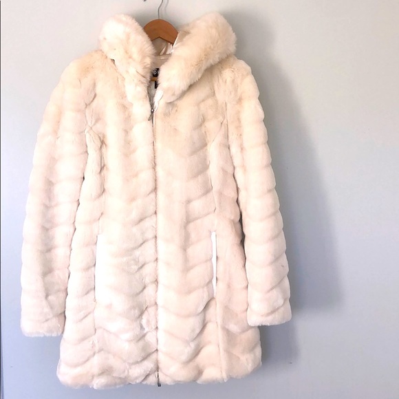 DKNY Faux fur hooded zip coat - Picture 2 of 4